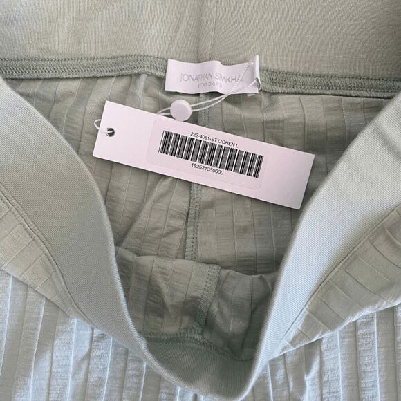 NWT Jonathan Simkhai Womens Blue Celia Everyday Rib Cropped Wide Leg Pant Large - Picture 7 of 7